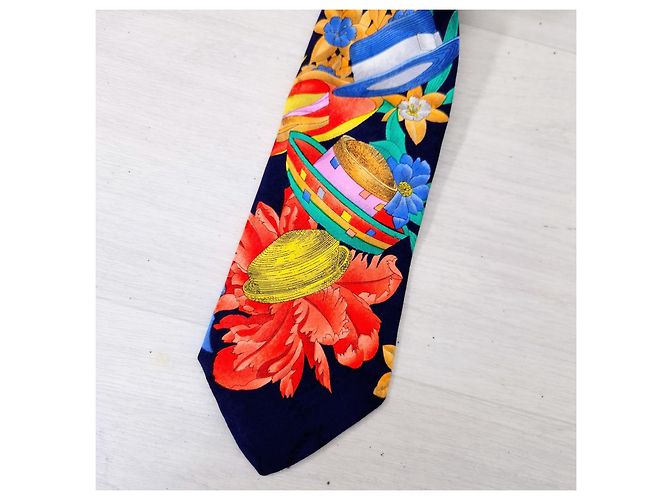 Leonard Paris cravatta in seta con stampa cappelli e fiori Multicolore - vista 3