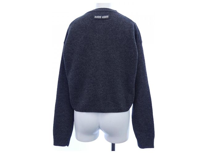 MIU MIU Logo Wollstrickjacke Braun - Ansicht 2