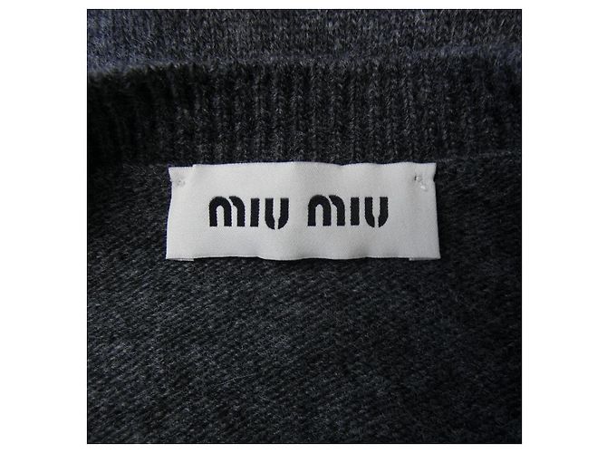 MIU MIU Logo Wollstrickjacke Braun - Ansicht 4