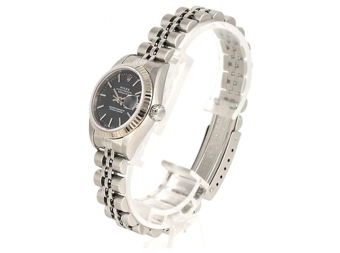 Rolex Datejust Uhr aus Edelstahl und Weißgold Schwarz - Ansicht 2