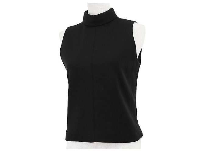 Céline Top sin mangas de cuello alto de lana Celine Triomphe Negro - vista 11