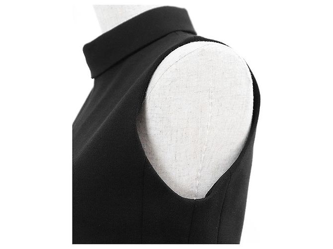 Céline Top sin mangas de cuello alto de lana Celine Triomphe Negro - vista 13