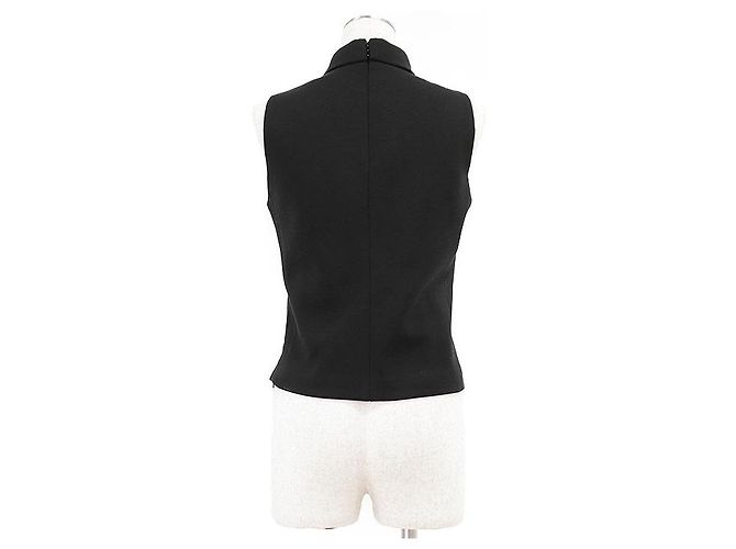 Céline Top sin mangas de cuello alto de lana Celine Triomphe Negro - vista 3