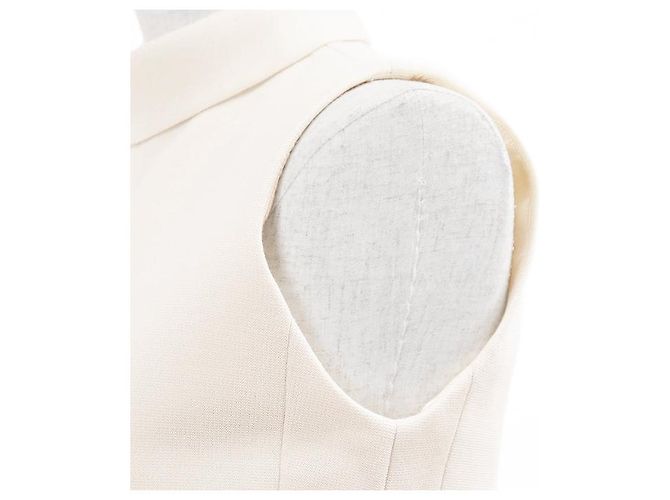 Céline Top sin mangas de cuello alto de lana CELINE Crudo - vista 12