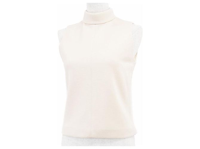 Céline Top sin mangas de cuello alto de lana CELINE Crudo - vista 2