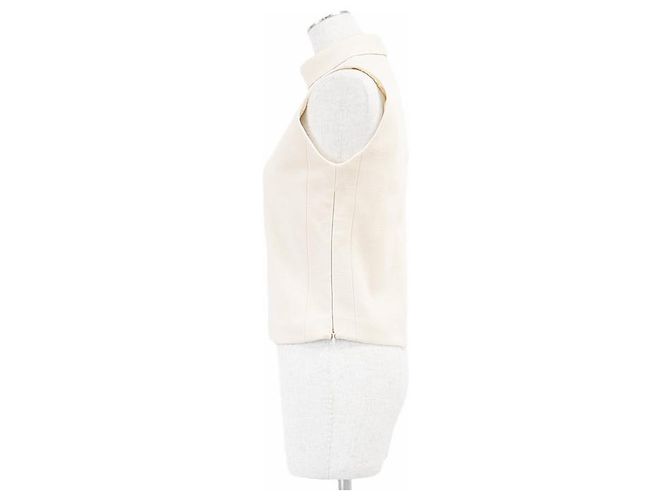 Céline Top sin mangas de cuello alto de lana CELINE Crudo - vista 3