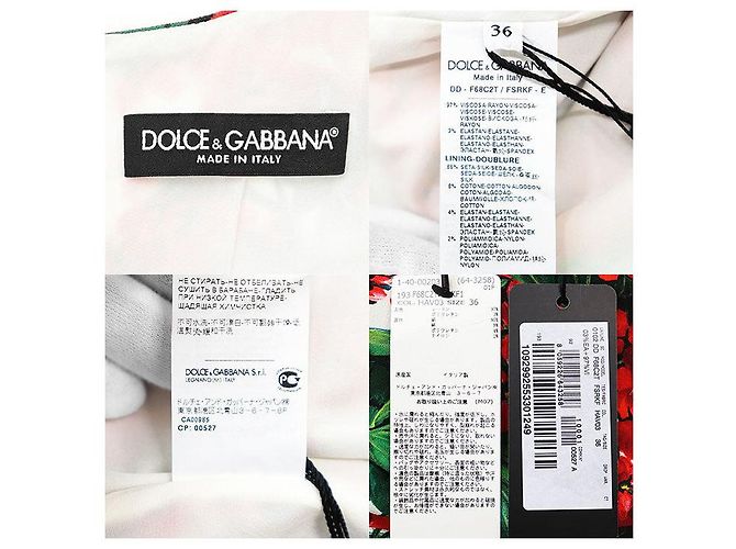 Dolce & Gabbana Vestido de micro crepé elástico con estampado floral Dolce&Gabbana Blanco Roja Verde - vista 10
