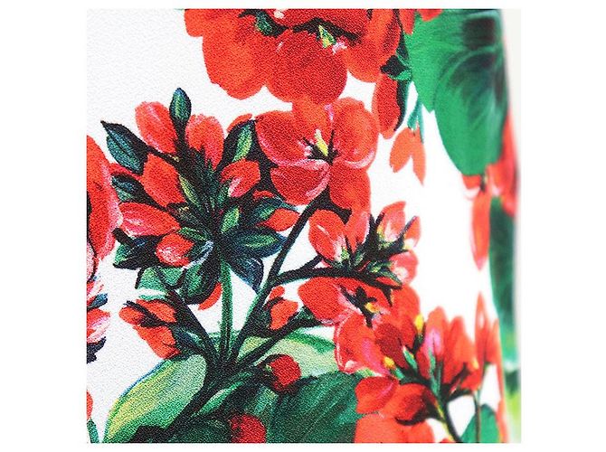 Dolce & Gabbana Vestido de micro crepé elástico con estampado floral Dolce&Gabbana Blanco Roja Verde - vista 11