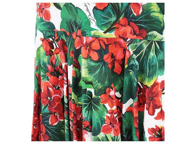 Dolce & Gabbana Vestido de micro crepé elástico con estampado floral Dolce&Gabbana Blanco Roja Verde - vista 12