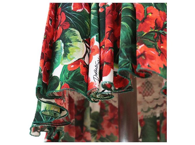 Dolce & Gabbana Vestido de micro crepé elástico con estampado floral Dolce&Gabbana Blanco Roja Verde - vista 4