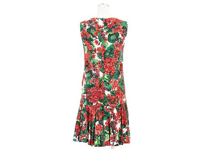 Dolce & Gabbana Vestido de micro crepé elástico con estampado floral Dolce&Gabbana Blanco Roja Verde - vista 5