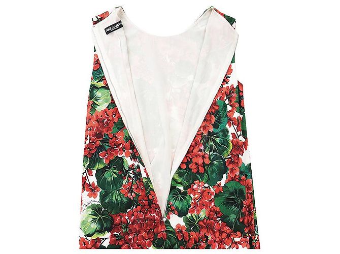 Dolce & Gabbana Vestido de micro crepé elástico con estampado floral Dolce&Gabbana Blanco Roja Verde - vista 7