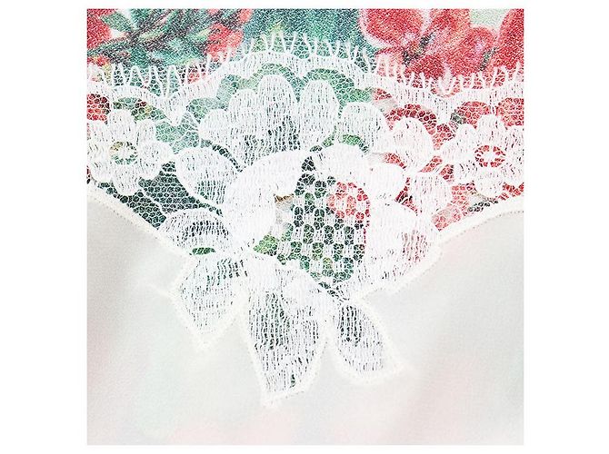Dolce & Gabbana Vestido de micro crepé elástico con estampado floral Dolce&Gabbana Blanco Roja Verde - vista 9