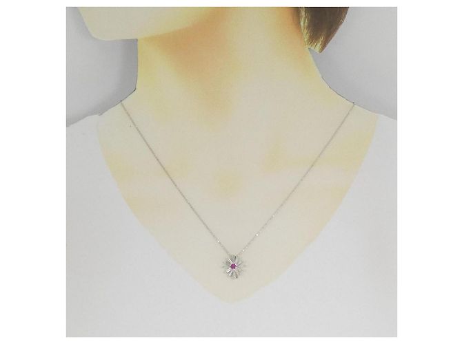 Autre Marque Collana in oro bianco Au750, rubino e diamante Argento - vista 6