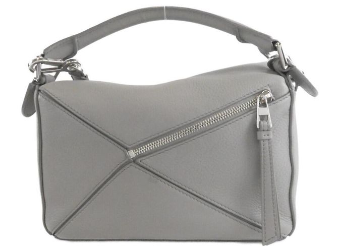 Loewe Puzzle Small Handtasche aus grauem Leder Braun - Ansicht 2