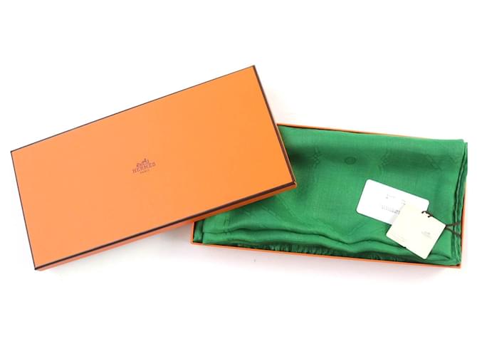 Hermès Sciarpa in cashmere Hermes Sellier Verde - vista 2