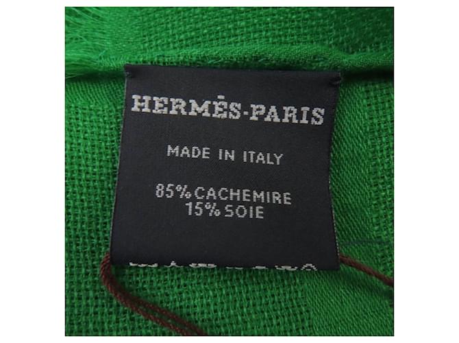 Hermès Sciarpa in cashmere Hermes Sellier Verde - vista 9