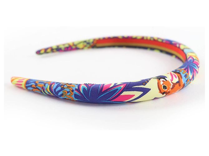 Hermès Fascia per capelli in seta Hermes Elsa Wild Singapore Multicolore - vista 5