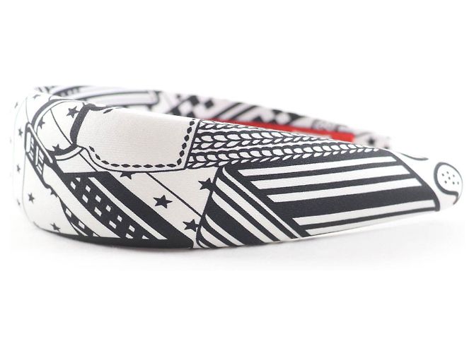 Hermès Fascia per capelli in seta con motivo zigzag Hermes Bianco - vista 2