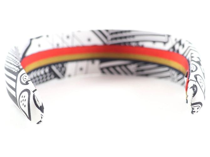 Hermès Fascia per capelli in seta con motivo zigzag Hermes Bianco - vista 3