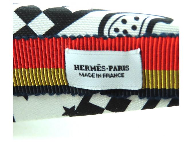 Hermès Fascia per capelli in seta con motivo zigzag Hermes Bianco - vista 6