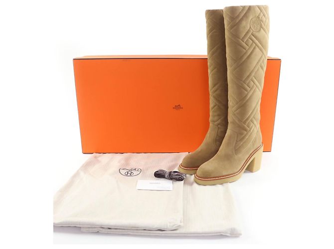 Hermès Botas Exlibris Quilted Fjord de ante Hermes Beige - vista 2