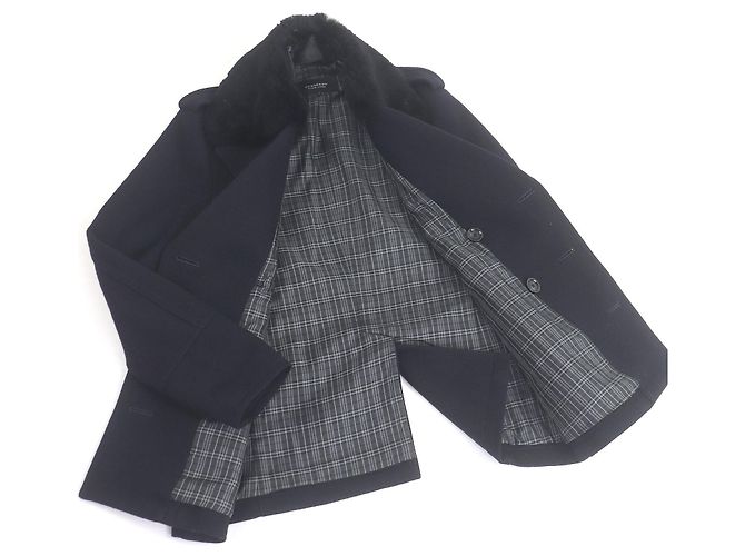Abrigo cruzado de piel de conejo Burberry Black Label Azul Azul marino - vista 3