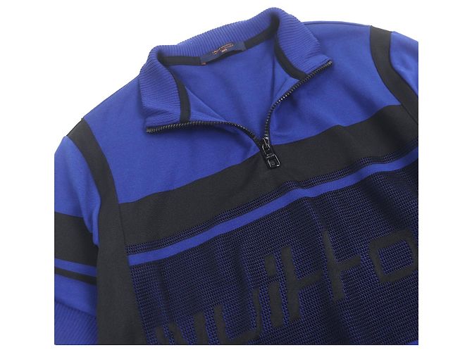 Camiseta de manga corta de punto jacquard Louis Vuitton Negro Azul - vista 2