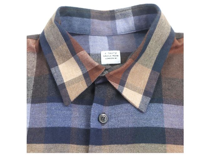 Autre Marque E.Tautz LINEMAN SHIRT Camisa de algodón Castaño Azul marino - vista 2
