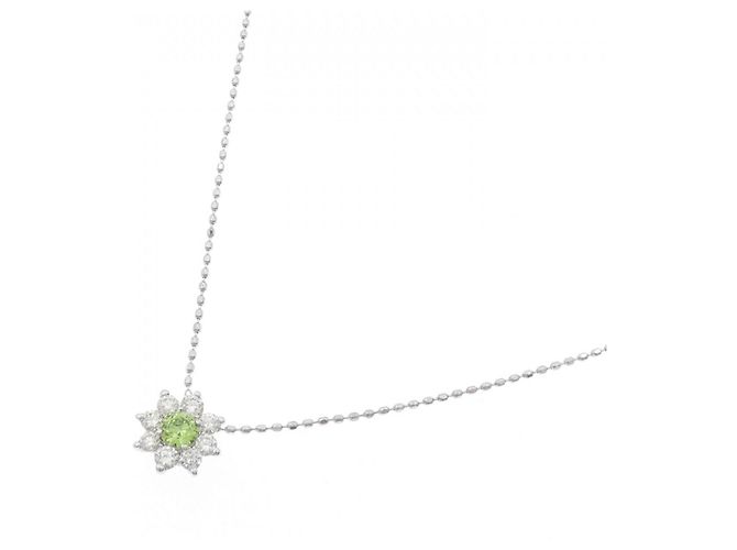Autre Marque Collana in oro bianco Au750 con granato demantoid e diamante Argento - vista 2