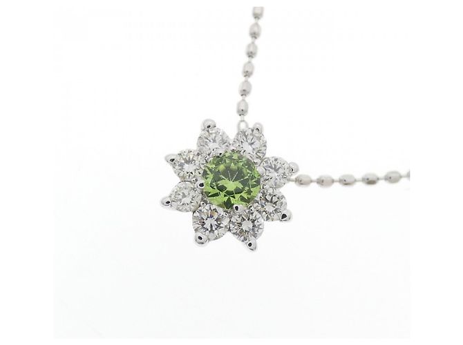 Autre Marque Collana in oro bianco Au750 con granato demantoid e diamante Argento - vista 3