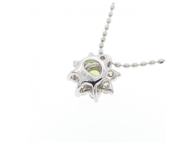 Autre Marque Collana in oro bianco Au750 con granato demantoid e diamante Argento - vista 4