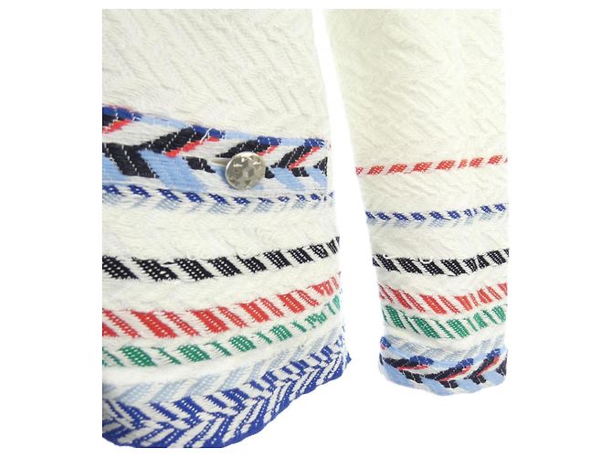 Timeless Chaqueta Chanel sin cuello Blanco Azul - vista 7