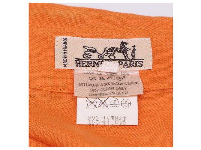 Hermès Camicia a maniche corte in lino Hermes 38 Arancione - vista 4