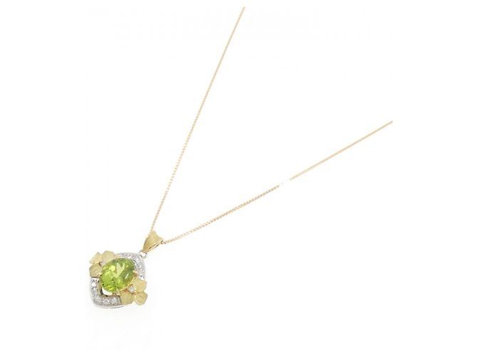 Autre Marque Collana Fiore Peridoto Pt900 K18YG Verde - vista 2