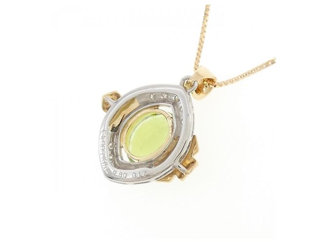 Autre Marque Collana Fiore Peridoto Pt900 K18YG Verde - vista 4