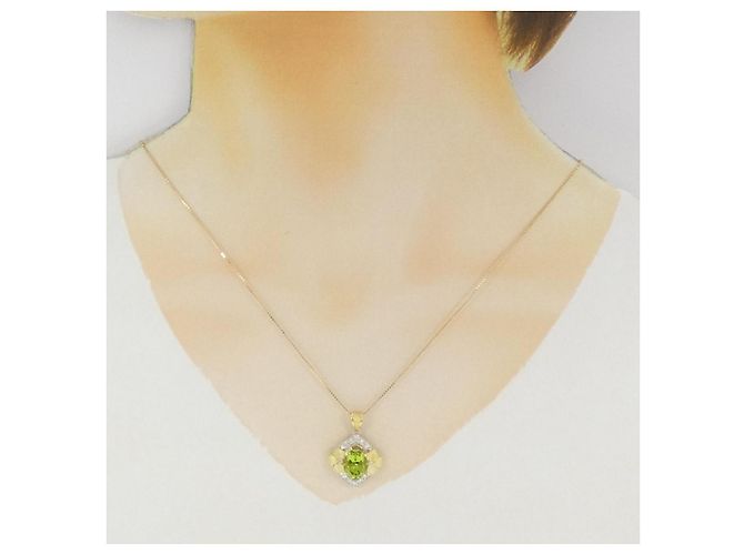 Autre Marque Collana Fiore Peridoto Pt900 K18YG Verde - vista 6