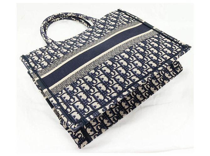 Book Tote Bolso Tote Christian Dior Book Oblique en lona de algodón bordada Azul - vista 3