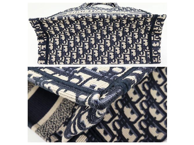 Book Tote Bolso Tote Christian Dior Book Oblique en lona de algodón bordada Azul - vista 5