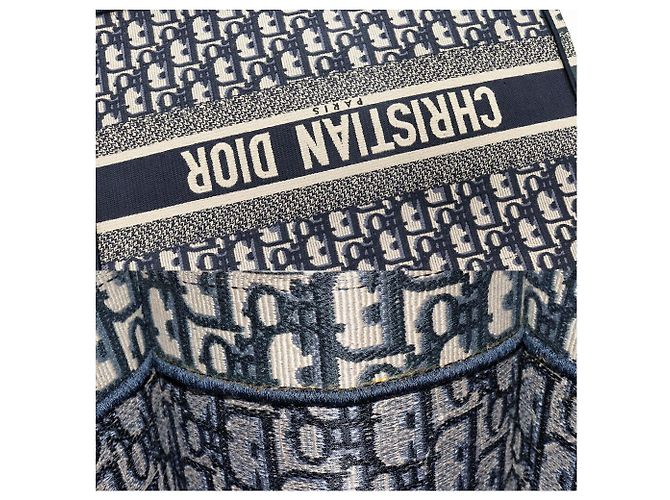Book Tote Bolso Tote Christian Dior Book Oblique en lona de algodón bordada Azul - vista 6