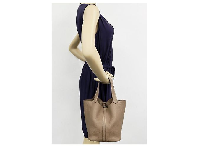 Hermès Borsa Hermes Picotin Lock Taurillon Clemence Marrone - vista 2