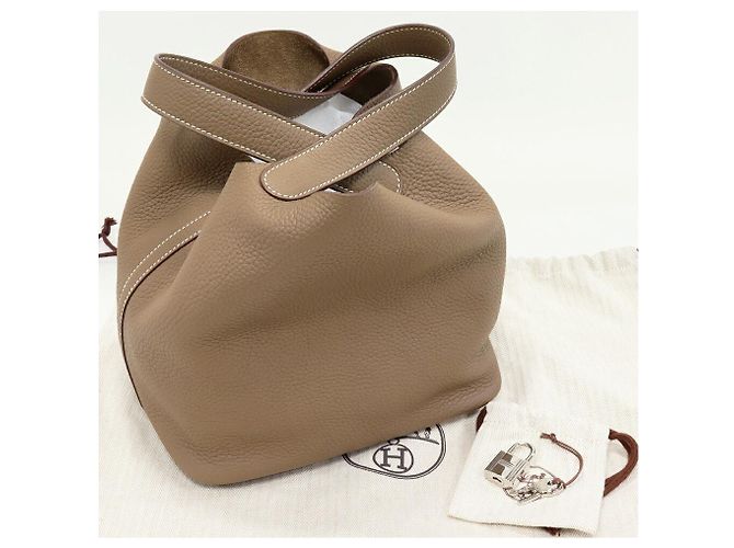Hermès Borsa Hermes Picotin Lock Taurillon Clemence Marrone - vista 3