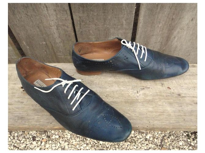 Autre Marque Scarpe Oxford Fratelli Rossetti in pelle blu - vista 2
