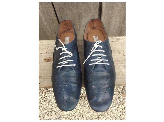 Autre Marque Scarpe Oxford Fratelli Rossetti in pelle blu - vista 3