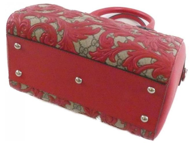 Borsa Gucci 409529 GG Supreme tela e pelle rosso beige - vista 2
