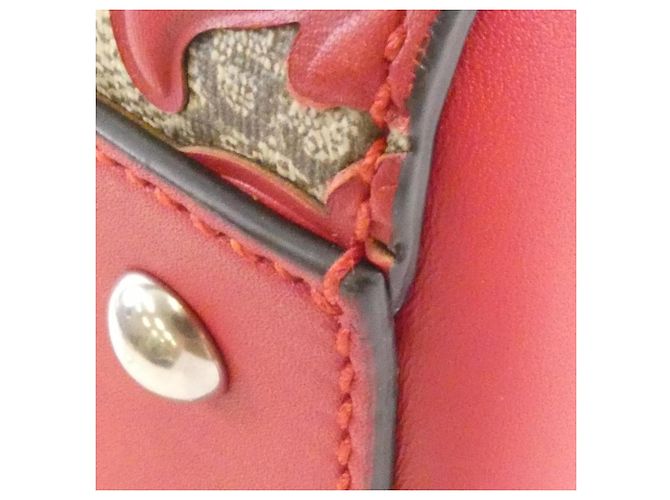 Borsa Gucci 409529 GG Supreme tela e pelle rosso beige - vista 3