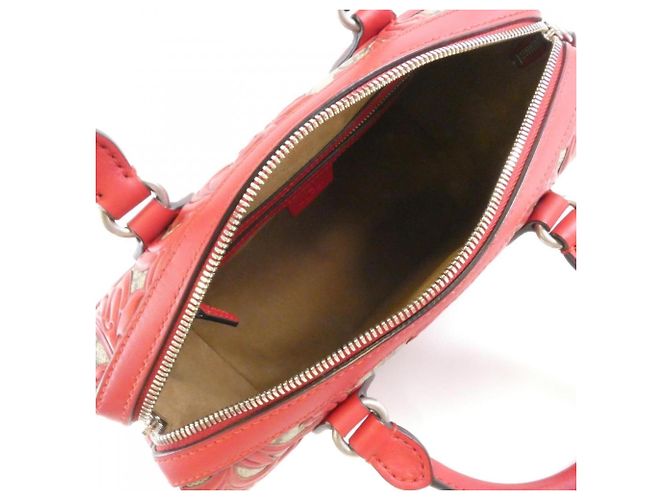 Borsa Gucci 409529 GG Supreme tela e pelle rosso beige - vista 8