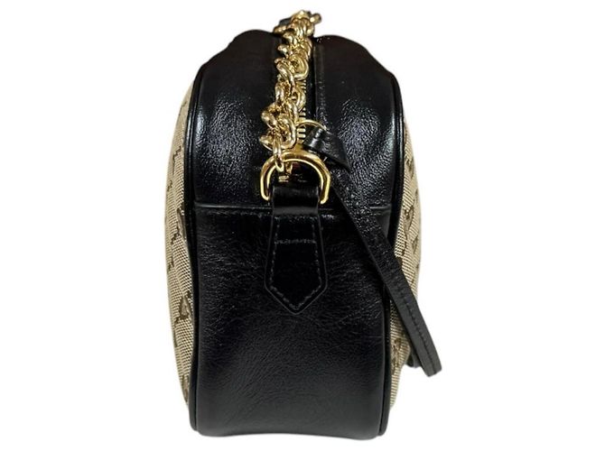 Borsa a Spalla Gucci GG Marmont Nero Beige - vista 4