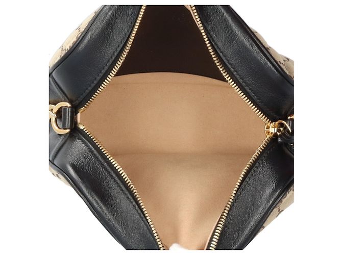 Borsa a Spalla Gucci GG Marmont Nero Beige - vista 6