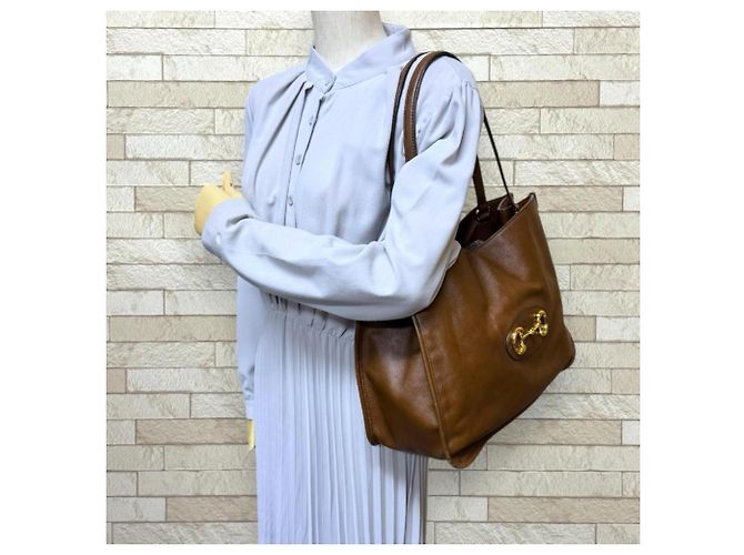 Borsa Tote Gucci Horsebit 1955 Marrone - vista 2